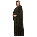 Front open Kaftan with fashionable buttons- Olive Green